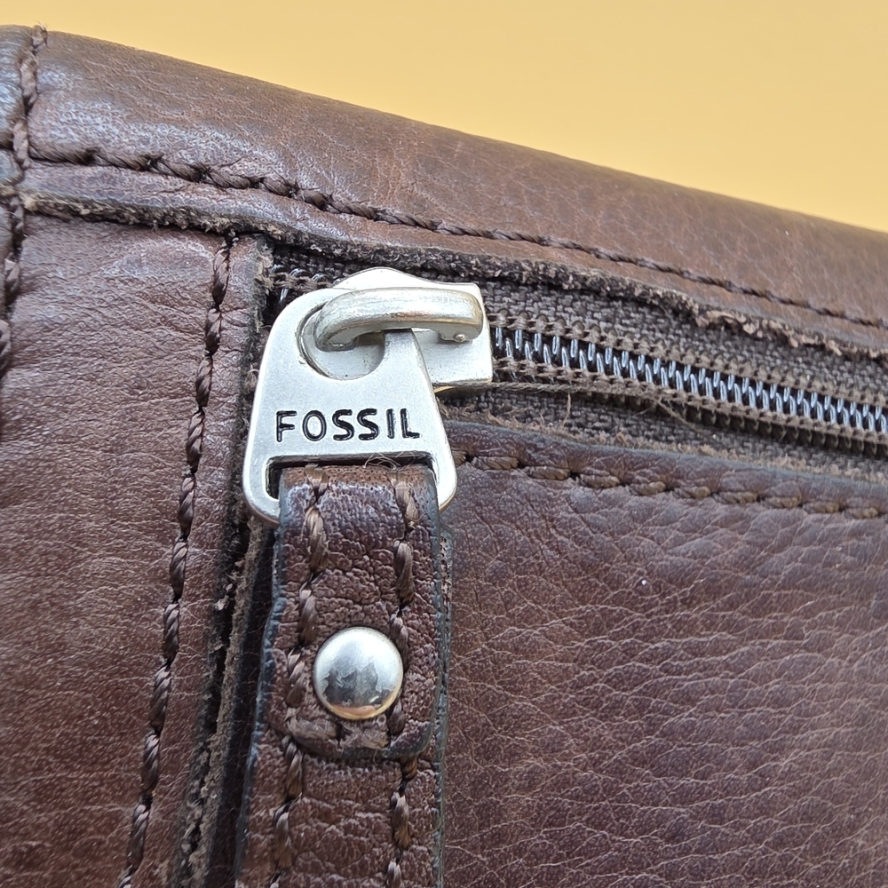 Fossil Long Live Vintage 1954 Trifold Wallet Women's Leather Dark Brown - Picture 4 of 9
